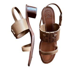 Brand New Tory Burch sz 8.5 Lowell 2 Veg Nappa Leather 45MM beige Sandals